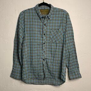 Rustic Outfitter Cotton Blue‎ Plaid gorpcore outdoors Button Down Shirt Mens M